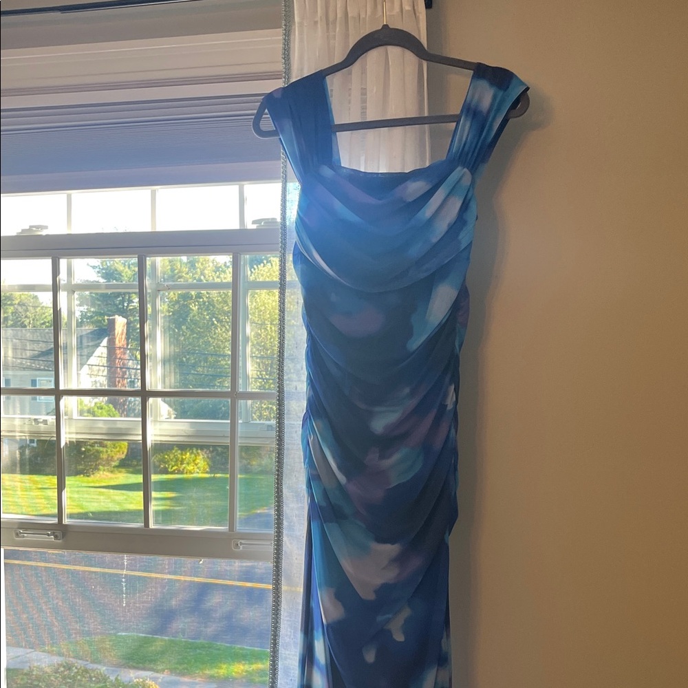 Chic Blue and Purple Maxi Dress